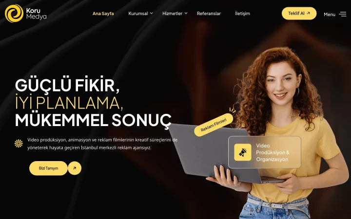 Koru Medya web sitesi ana sayfası