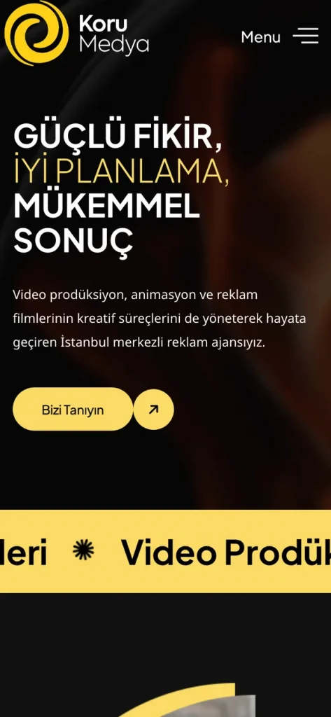 Koru Medya web sitesinin mobil görünümü